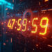 A glowing digital countdown timer displays 47:59:59 against a dark server room background, with an overlay of a padlock symbol, evoking cybersecurity and the urgency of preventing a potential data breach. | BeMyNet.com